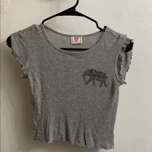 Small grey short sleeve crop top